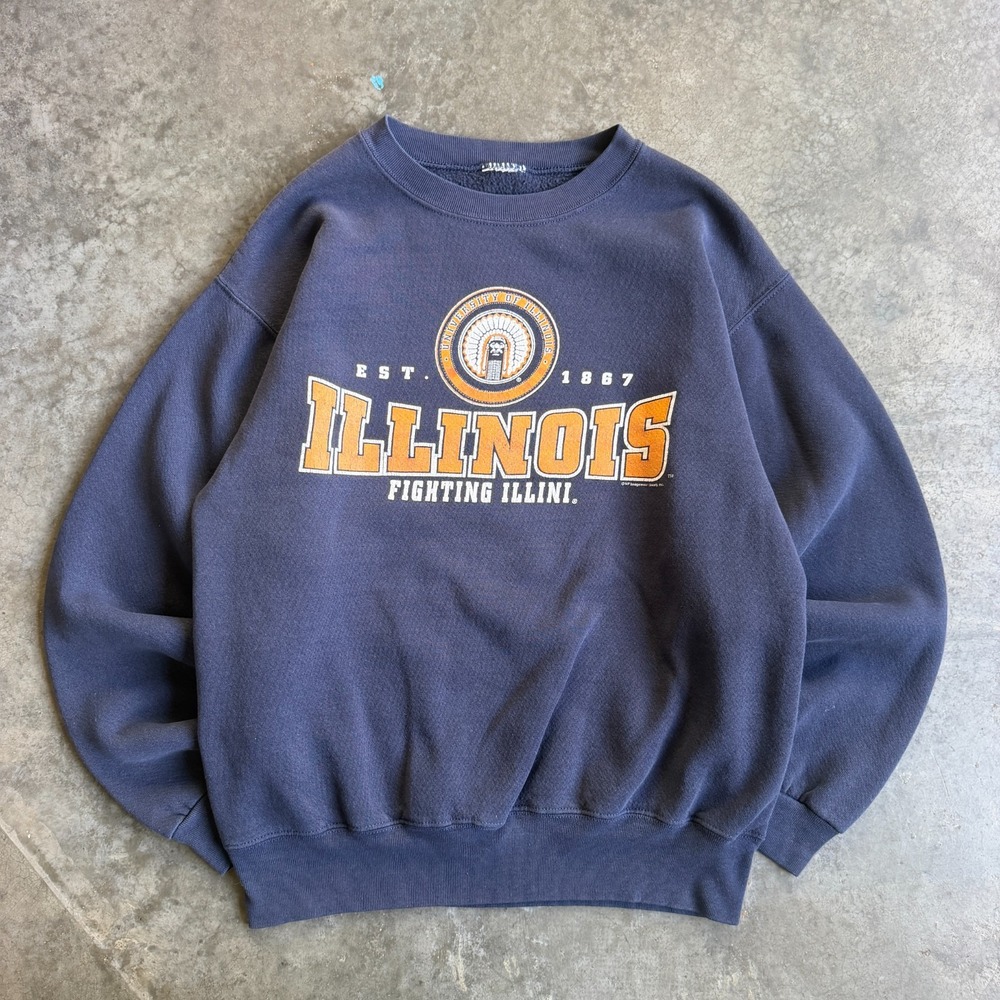 Vintage 90s University of Illinois Chief Iliniwek Graphic Sweatshirt Men S 20x25